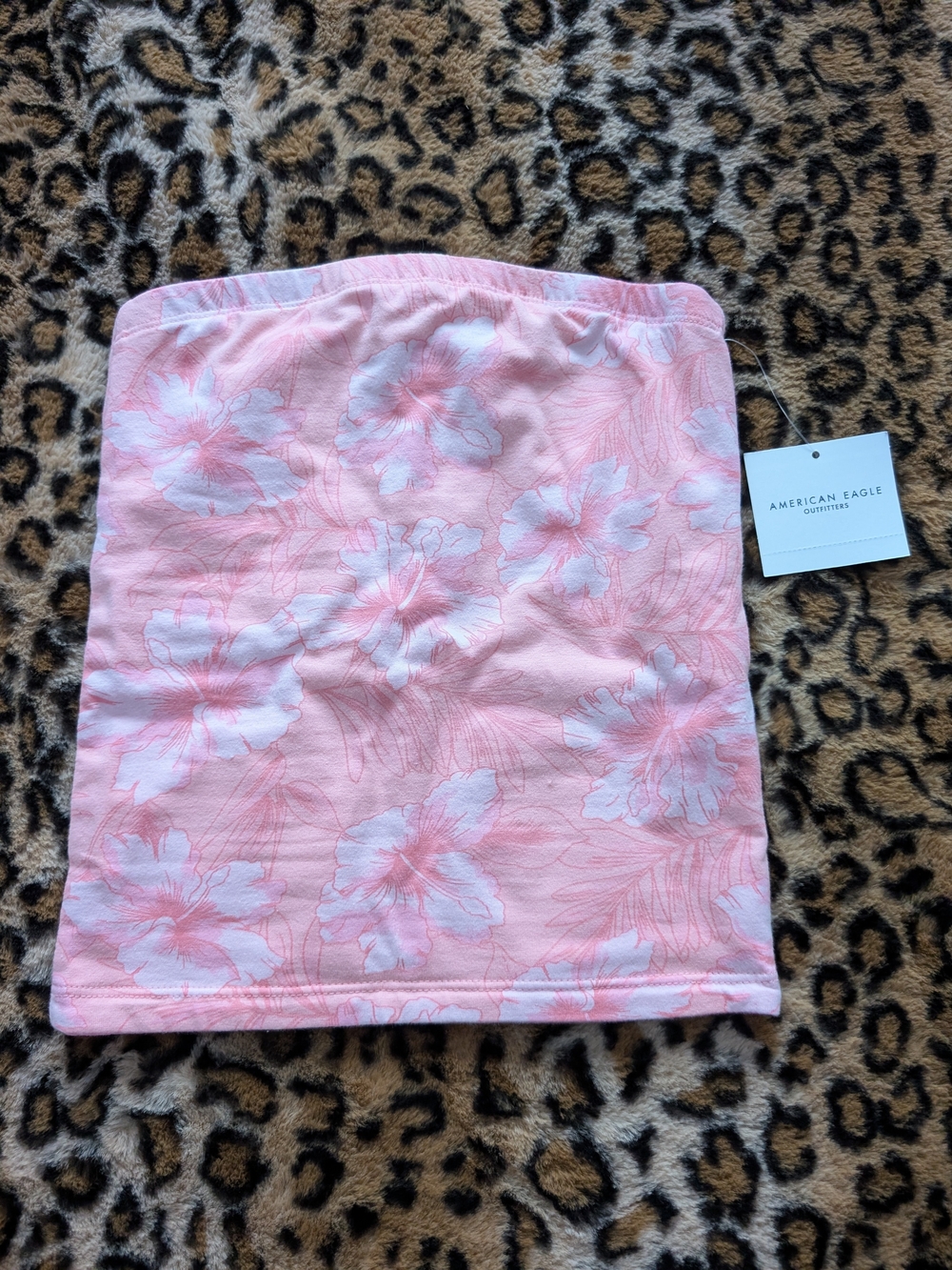 American Eagle Outfitters Pink and White Floral Tube Top